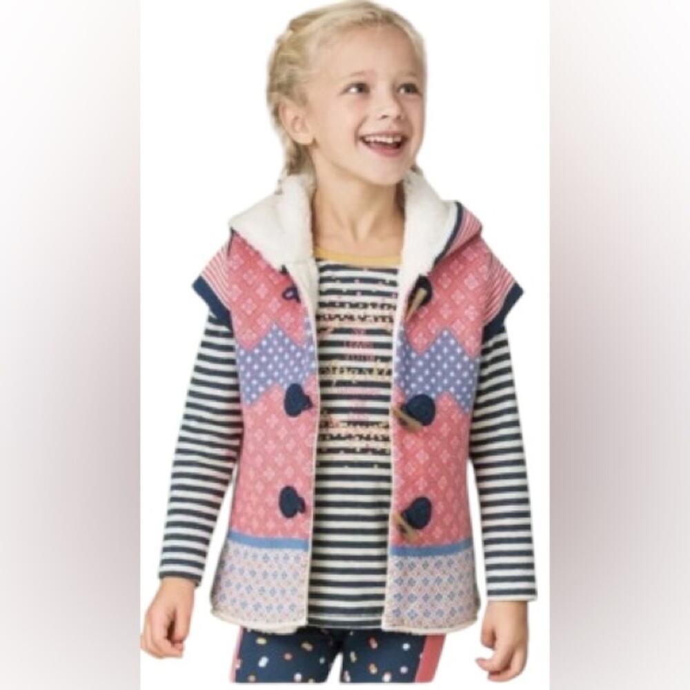 Matilda Jane Make Believe WARM HUGS Sz 10 Hood Vest Sherpa Lining Toggle Buttons